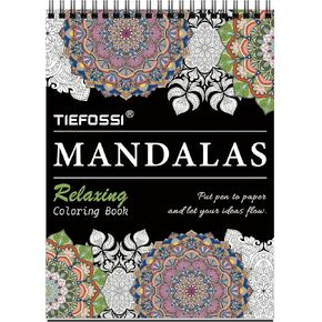 TIEFOSSI Relaxing Coloring Book, Relieving Mandala Style Pattern for Anxiety Relief,160 GSM 60 Original Tearable Mandala Patterns and Designs, Gift for Women Men