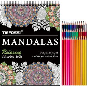 TIEFOSSI Relaxing Coloring Book, Relieving Mandala Style Pattern for Anxiety Relief,160 GSM 60 Original Tearable Mandala Patterns and Designs, Gift for Women Men