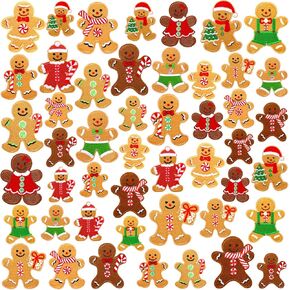 Tigeen 48 Pcs Christmas Gingerbread Iron on Patch Embroidery Applique Patch Gingerbread Patches Patch Holiday Sweets Buscuit Christmas Patches for Clothing, Jackets, handmade Applique Emblem Accessory