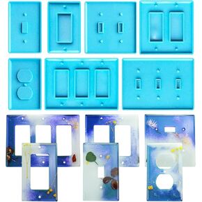 Light Switch Mold Outlet Cover Resin Mold Silicone 7 Pieces Switch Molds Resin Crafts Making Home Decor