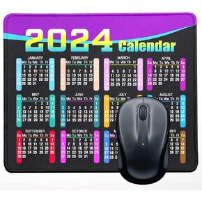 Mouse Pad with Non-Slip Rubber Base, Waterproof Computer Mousepad with Stitched Edges, Mouse Pads for Computers, Laptop, Gaming, Office & Home, 9.5 x 7.8 in (2025 Calendar White)