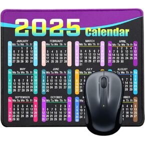 Mouse Pad with Non-Slip Rubber Base, Waterproof Computer Mousepad with Stitched Edges, Mouse Pads for Computers, Laptop, Gaming, Office & Home, 9.5 x 7.8 in (2025 Calendar White)