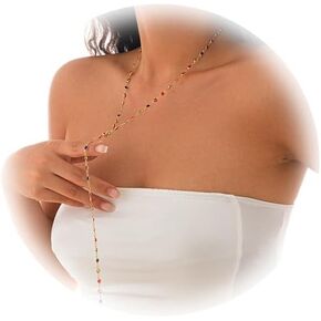 Gold Crystal Long Necklace,Summer Beach Crystal Bead Chest Body Chain Jewelry Bikini Beads Clavicle Chain Necklace for Women in Kuwait