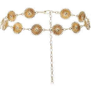 Florry Flower Waist Chain Belt Fashion Belly Chain for Dress Gold Waist Belt Chains Little Daisy Chain Belts for Women Belly Jewelry for Jeans