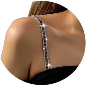 2Pcs Rhinestone Shoulder Straps Jewelry Crystal Strap Chain Detachable Lingerie Chain Bridal Wedding Festival Rave Dress Bra Body Chain Jewelry for Women