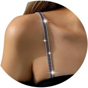 2Pcs Rhinestone Shoulder Straps Jewelry Crystal Strap Chain Detachable Lingerie Chain Bridal Wedding Festival Rave Dress Bra Body Chain Jewelry for Women