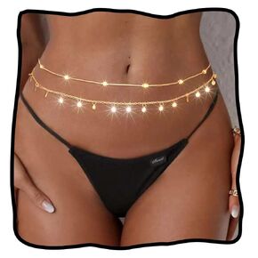 Jeweky Layered Waist Chain Sequin Belly Body Chain Beaded Body Chain Beach Body Jewelry Accessories for Women and Girls