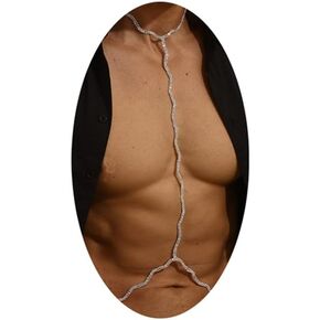 Sexy Rhinestone Neck Chain Festival Rave Long Body Chain Necklace Summer Crystal Body Chain Rhinestone Waist Belly Chain Jewelry for Women Men