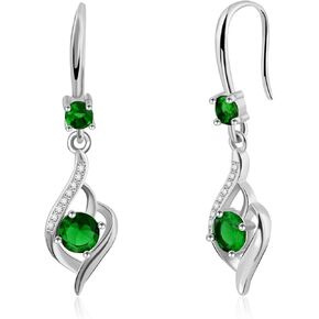 Crystals Dangle Earrings-925 Sterling Silver Earrings Cubic Zirconia Earrings Birthstone Crystals Heart Earrings Long Birthstone Earrings for Women Gift