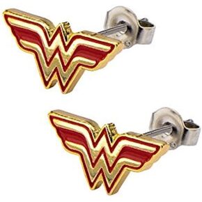 DC Comics Officially Licensed Wonder Woman Logo Earrings - Stainless Steel Earrings