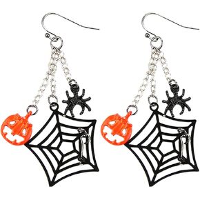 Black Spider Web Earrings Statement Spider Earrings for Women Gothic Spider Pumpkin Earrings Jewelry for Women