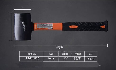 Edward Tools Rubber Mallet Hammer 16 oz - Durable Eco-friendly Rubber Hammer Head for Camping, Flooring, Tent Stakes, Woodworking, Soft Blow Tasks without Damage - Ergonomic Grip Handle in Saudi Arabia