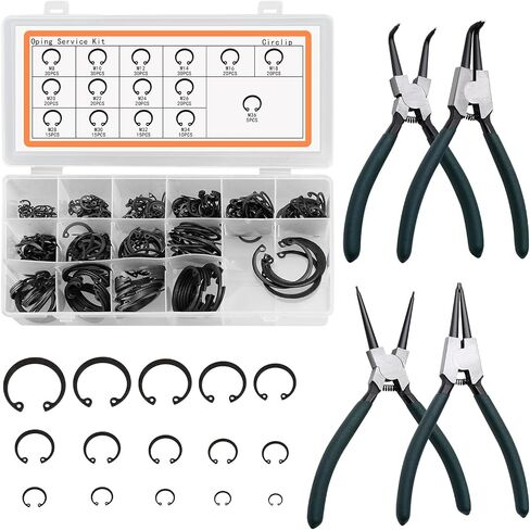 Snap Ring Pliers Set, 2pcs 7" Internal/External Circlip Pliers Kit with Bent Jaw, Heavy Duty Precision Spring Loaded Pliers for Ring Remover Retaining and Remove Hoses, Gaskets in Saudi Arabia