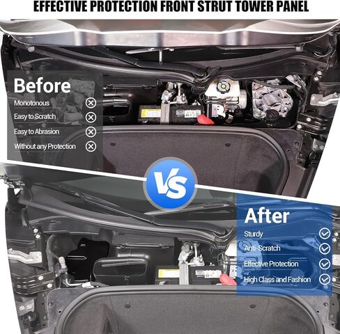 Front Strut Tower Cover Compatible with Chevrolet Corvette C8 Stingray 2020-2024, ABS Engine Bay Front Shock Absorbing Tower Protection Panel Cover Trim Accessories, 2PCS (Matte Black) in Kuwait