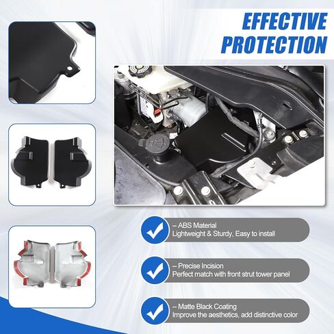 Front Strut Tower Cover Compatible with Chevrolet Corvette C8 Stingray 2020-2024, ABS Engine Bay Front Shock Absorbing Tower Protection Panel Cover Trim Accessories, 2PCS (Matte Black) in Kuwait