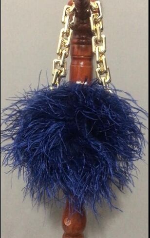 LVCOMEFF Women Ostrich Feather Mini Handbag Purse with Big Gold Chain for Party Fluffy Plush Luxurious in Kuwait