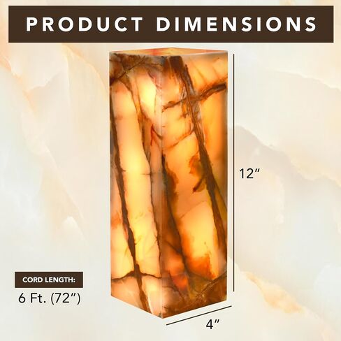UMAID Elegant Handcrafted Onyx Marble Table Lamp, Warm Amber Glow, Relaxing Table Lamp for Office, Bedroom, Living Room, and Bedside, Includes Bulb & Dimmable Cord, Unique Home Decor Gifts (Rectangle) in Saudi Arabia