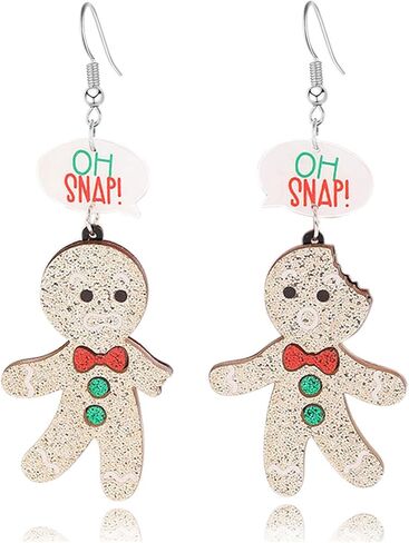 Christmas Earrings for Women Cute Gingerbread Man Elf Fawn Charm Earrings Acrylic Fashion Christmas Tree Cat Dinosaur Funny Earrings Xmas Party Favors Decor Accessories in Saudi Arabia