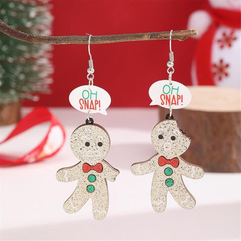 Christmas Earrings for Women Cute Gingerbread Man Elf Fawn Charm Earrings Acrylic Fashion Christmas Tree Cat Dinosaur Funny Earrings Xmas Party Favors Decor Accessories in Saudi Arabia