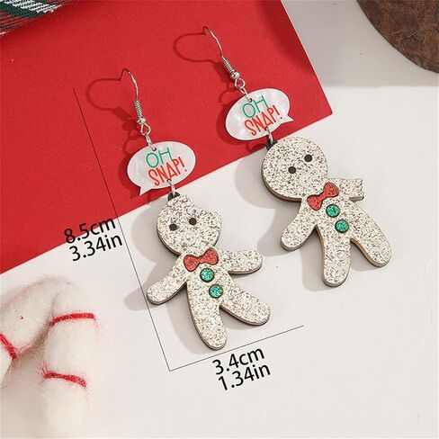 Christmas Earrings for Women Cute Gingerbread Man Elf Fawn Charm Earrings Acrylic Fashion Christmas Tree Cat Dinosaur Funny Earrings Xmas Party Favors Decor Accessories in Saudi Arabia