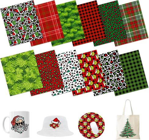 HTVSTD Christmas Sublimation Ink Transfer Sheets 12 Sheets 12inches * 10inches Leopard Pattern Sublimation Paper Pattern Transfer Sheets for Mugs Tumblers DIY in Saudi Arabia