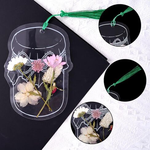 مجموعة علامات مرجعية للزهور المجففة الشفافة مكونة من 88 قطعة من choyaxo يمكنك صنعها بنفسك لقراءة الطلاب والمدرسين in Kuwait