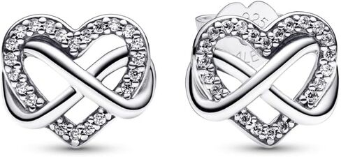 PANDORA Sparkling Infinity Heart Stud Earrings - Sterling Silver Stud Earrings with Cubic Zirconia for Women - With Gift Box in Saudi Arabia