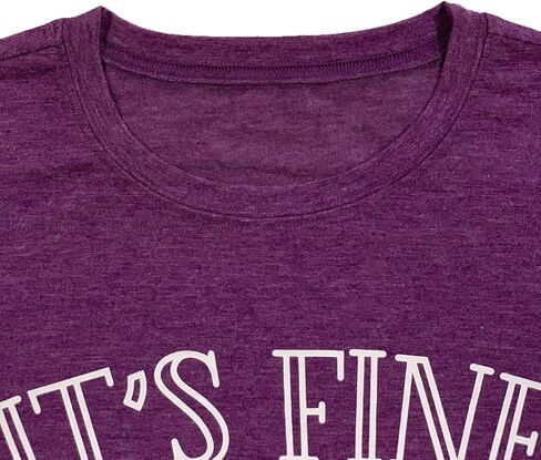 T&Twenties Women T Shirt,Its Fine Im Fine Everything is Fine Inspirational Letter Printed Tees Short Sleeve Casual Shirt Tops in Kuwait