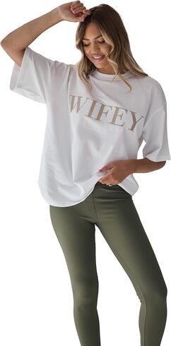 Wifey Statement Tee, Champagne Embroidery, White Crewneck Shirt, Anniversary, Honeymoon, Wedding or Birthday Gift in Saudi Arabia