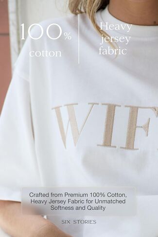 Wifey Statement Tee, Champagne Embroidery, White Crewneck Shirt, Anniversary, Honeymoon, Wedding or Birthday Gift in Saudi Arabia