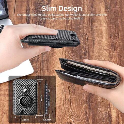 HiWe Wallet for Men, Slim AirTag Wallet, Front Pocket Minimalist Mens Wallet Card Holder with AirTag Holder for Cash Credit Cards, Premium Leather, RFID Blocking, Fits 10 Cards, Men Gift, Navy Blue in Saudi Arabia
