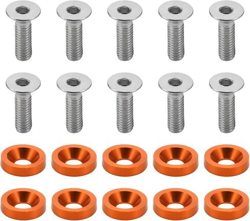 Motoforti Universal Car Modification M6 Gasket Bolt License Plate Frame Screw, M6x1.0, Aluminium Alloy, Orange, 1 Set in Saudi Arabia