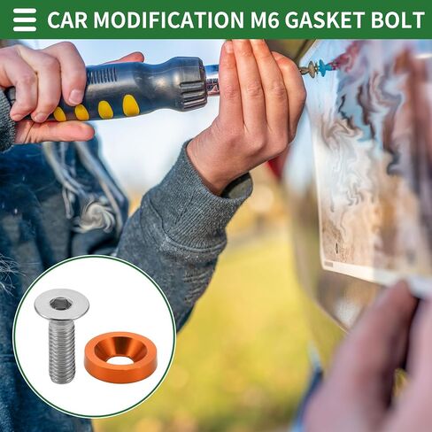 Motoforti Universal Car Modification M6 Gasket Bolt License Plate Frame Screw, M6x1.0, Aluminium Alloy, Orange, 1 Set in Saudi Arabia