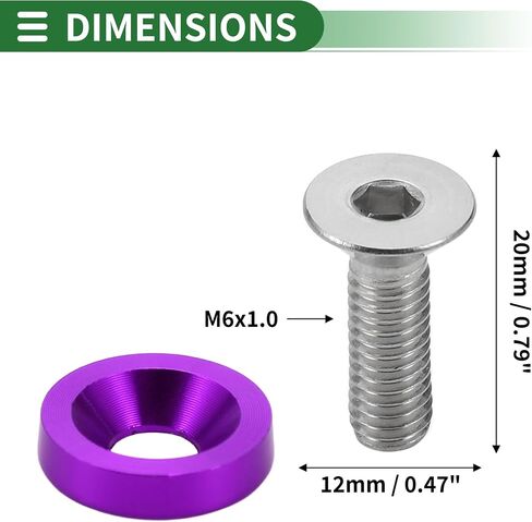 Motoforti Universal Car Modification M6 Gasket Bolt License Plate Frame Screw, M6x1.0, Aluminium Alloy, Orange, 1 Set in Saudi Arabia