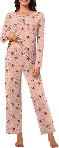 Bestbee Womens Pajamas Sets 2 Piece Button Down Lounge Pjs Winter Plus Size Outfits Loungewear with Pockets in Kuwait