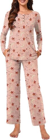 Bestbee Womens Pajamas Sets 2 Piece Button Down Lounge Pjs Winter Plus Size Outfits Loungewear with Pockets in Kuwait