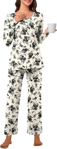 Bestbee Womens Pajamas Sets 2 Piece Button Down Lounge Pjs Winter Plus Size Outfits Loungewear with Pockets in Kuwait