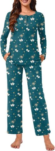 Bestbee Womens Pajamas Sets 2 Piece Button Down Lounge Pjs Winter Plus Size Outfits Loungewear with Pockets in Kuwait