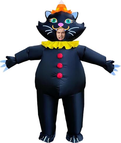 زي KOOY القابل للنفخ للبالغين على شكل قطة سوداء، أزياء الهالوين المنفجرة لكامل الجسم للرجال والنساء in Kuwait