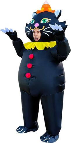 زي KOOY القابل للنفخ للبالغين على شكل قطة سوداء، أزياء الهالوين المنفجرة لكامل الجسم للرجال والنساء in Kuwait