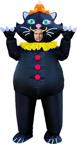 زي KOOY القابل للنفخ للبالغين على شكل قطة سوداء، أزياء الهالوين المنفجرة لكامل الجسم للرجال والنساء in Kuwait