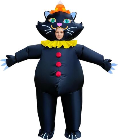 زي KOOY القابل للنفخ للبالغين على شكل قطة سوداء، أزياء الهالوين المنفجرة لكامل الجسم للرجال والنساء in Kuwait