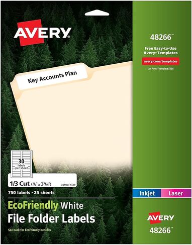 ملصقات مجلد ملفات صديقة للبيئة من Avery 48266، 2/3 × 3 7/16، أبيض، 750/عبوة in Saudi Arabia