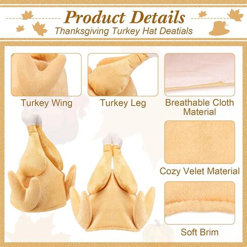 Geyoga 4 Pieces Thanksgiving Turkey Hats Plush Turkey Trot Hat with Legs Funny Thanksgiving Headbands for Woman Man in Saudi Arabia