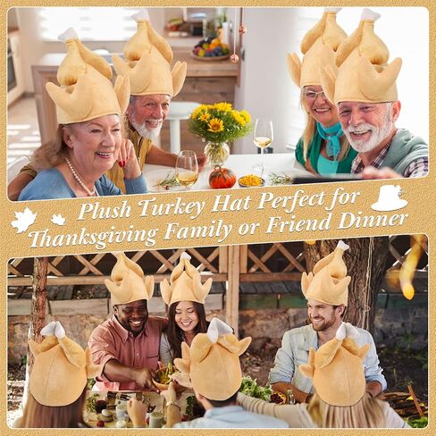 Geyoga 4 Pieces Thanksgiving Turkey Hats Plush Turkey Trot Hat with Legs Funny Thanksgiving Headbands for Woman Man in Saudi Arabia