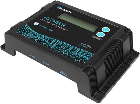 Renogy Voyager 10A 12V/24V PWM وحدة تحكم شحن بالطاقة الشمسية مقاومة للماء مع شاشة LCD لبطارية AGM، جل، مغمورة وبطارية ليثيوم، تستخدم في RVs، المقطورات، القوارب، اليخوت، Voyager 10A، أزرق/أسود in Saudi Arabia