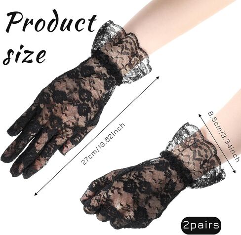 2 Pairs Lace Gloves, Wedding Gloves Tea Party Mesh Sheer Lace Gloves Opera Halloween Cosplay Gloves for Women in Saudi Arabia