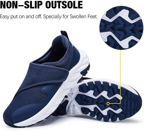 أحذية رجالية لمرضى السكري أحذية واسعة العرض مع إغلاق قابل للتعديل للأقدام المتورمة ووسادة هوائية مضادة للانزلاق أحذية رياضية سفلية in Kuwait