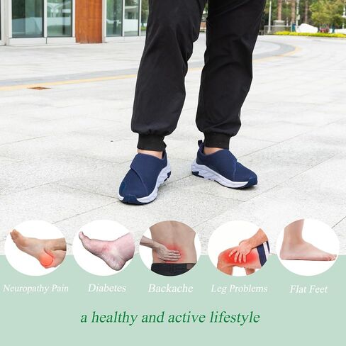 أحذية رجالية لمرضى السكري أحذية واسعة العرض مع إغلاق قابل للتعديل للأقدام المتورمة ووسادة هوائية مضادة للانزلاق أحذية رياضية سفلية in Kuwait