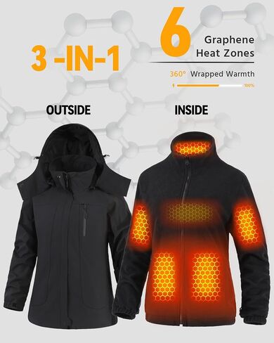 Wulcea 3-in-1 Graphene Heated Jacket For Women 12V 18400mAh Fast Charge With Large Capacity in Kuwait